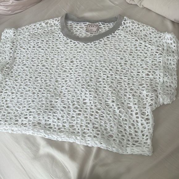 NARA Crochet Tee Top light weight top made‎ in Thailand COTTON,  size medium - Picture 4 of 5